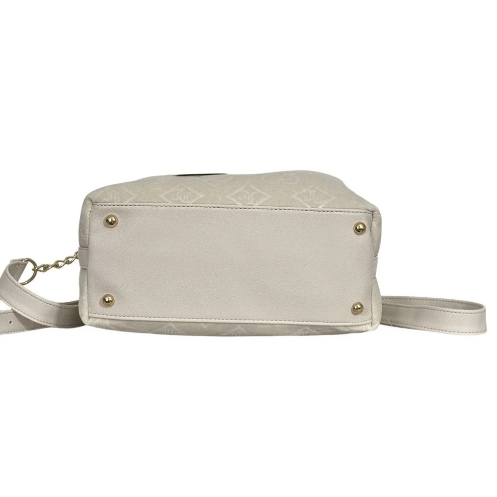 Juicy Couture Glizted Out Ivory Crystal Velour Velvet Satchel Shoulder Bag‎